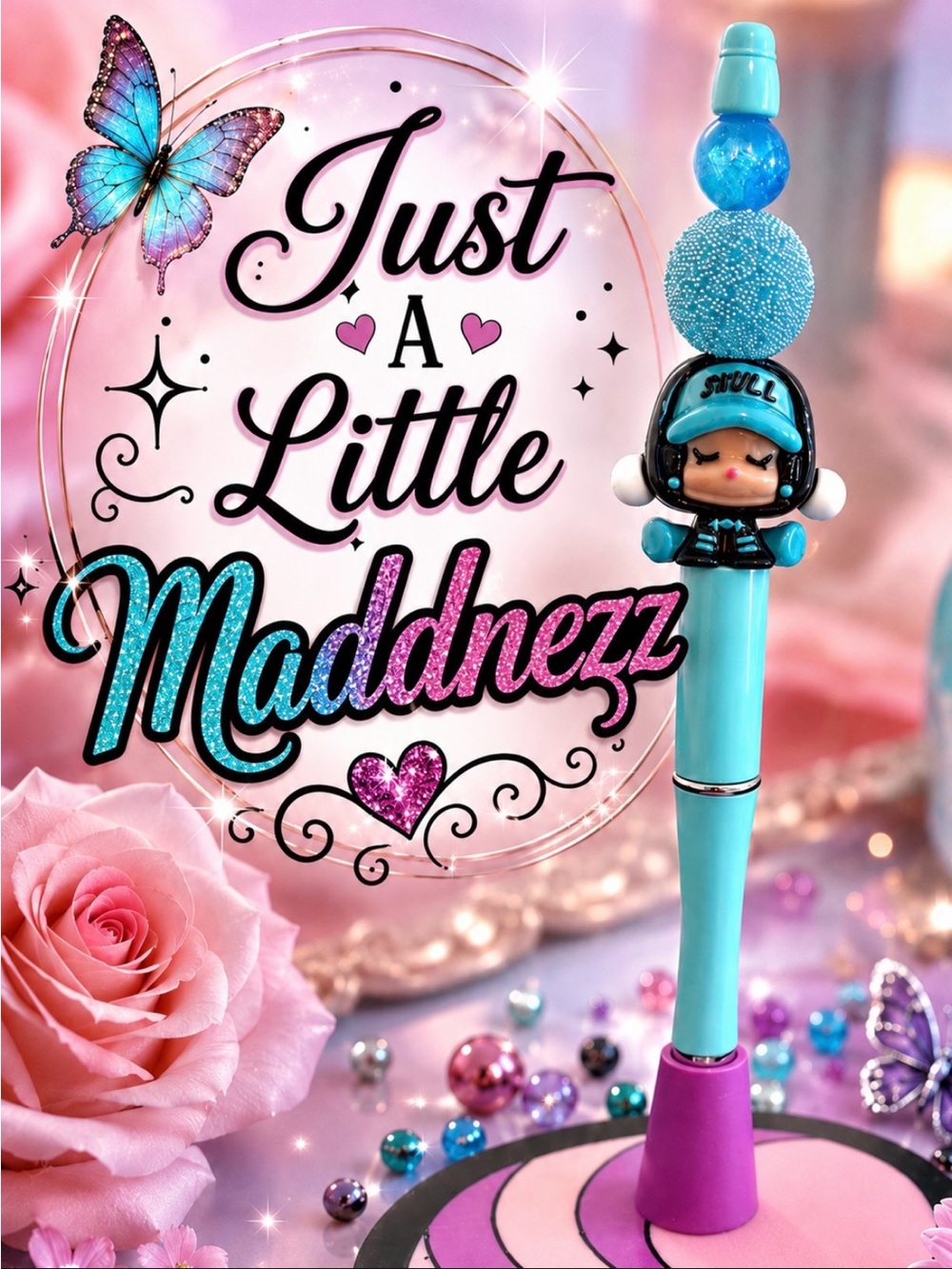 Blue Character Top Pen- Cute Decorative Writing Pen